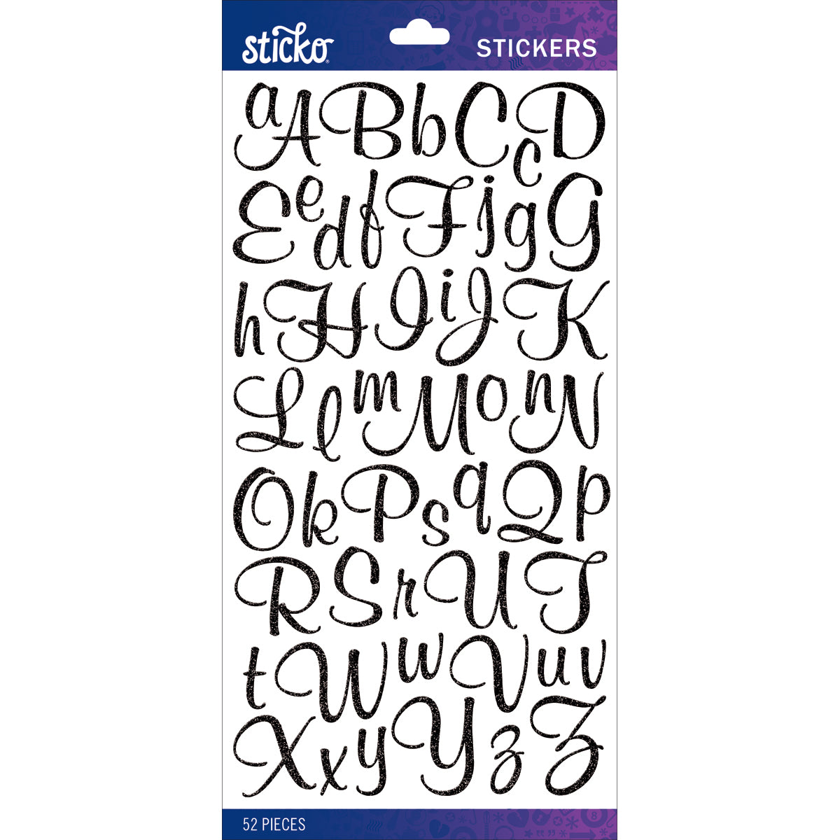 Black Glitter Script Small-STICKO ALPHABET