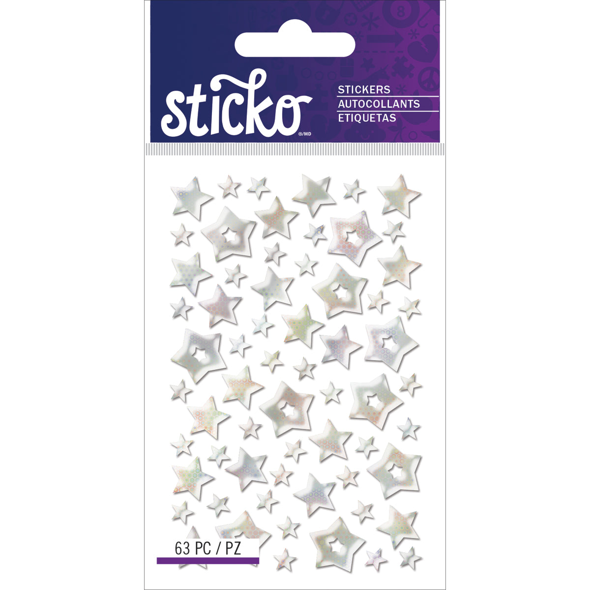 Silver STARS-STICKO STICKERS