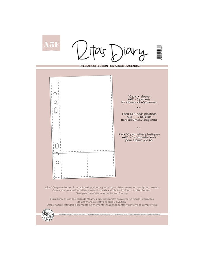 4x8" - 3 pockets sleeves for Rita's Diary (A5F)