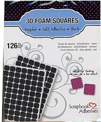 Scrapbook Adhesives 3D Self-Adhesive Foam Squares 126/Pkg Black, .5"X.5"