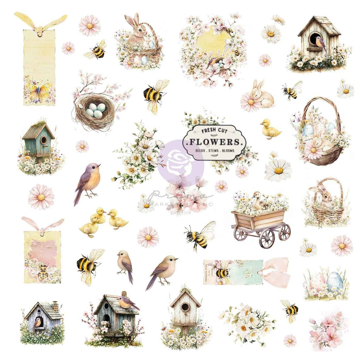 Prima Among the Wildflowers Ephemera 96/Pkg - Spring Bits