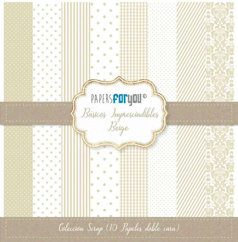 Colección 10 papeles doble cara 12"x12" PFY Básicos imprescindibles Beige