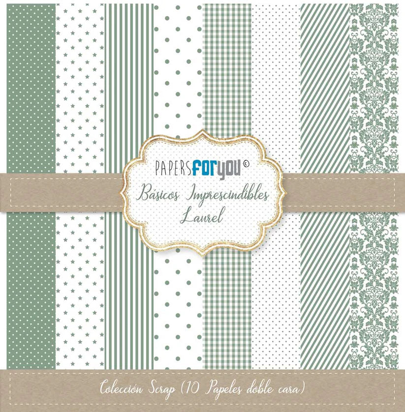 Colección 10 papeles doble cara 12"x12" PFY Básicos imprescindibles Laurel