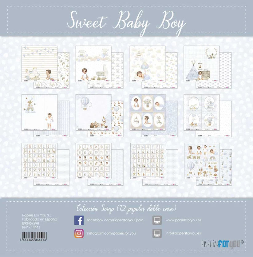 Colección 12 papeles doble cara 12"x12" PFY Sweet Baby Boy