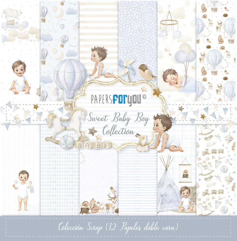 Colección 12 papeles doble cara 12"x12" PFY Sweet Baby Boy
