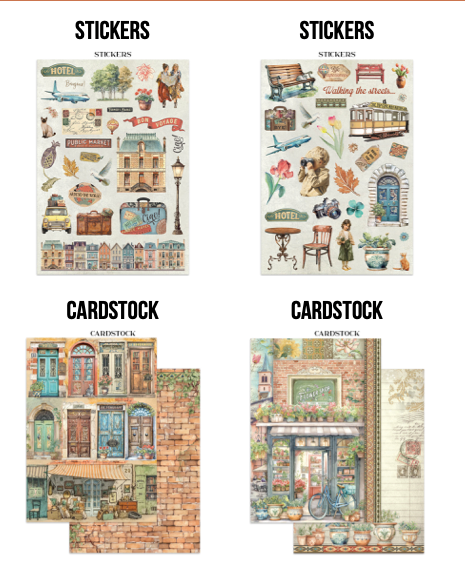 Junk journal stickers, cut-outs, backgrounds - Art of Travelling