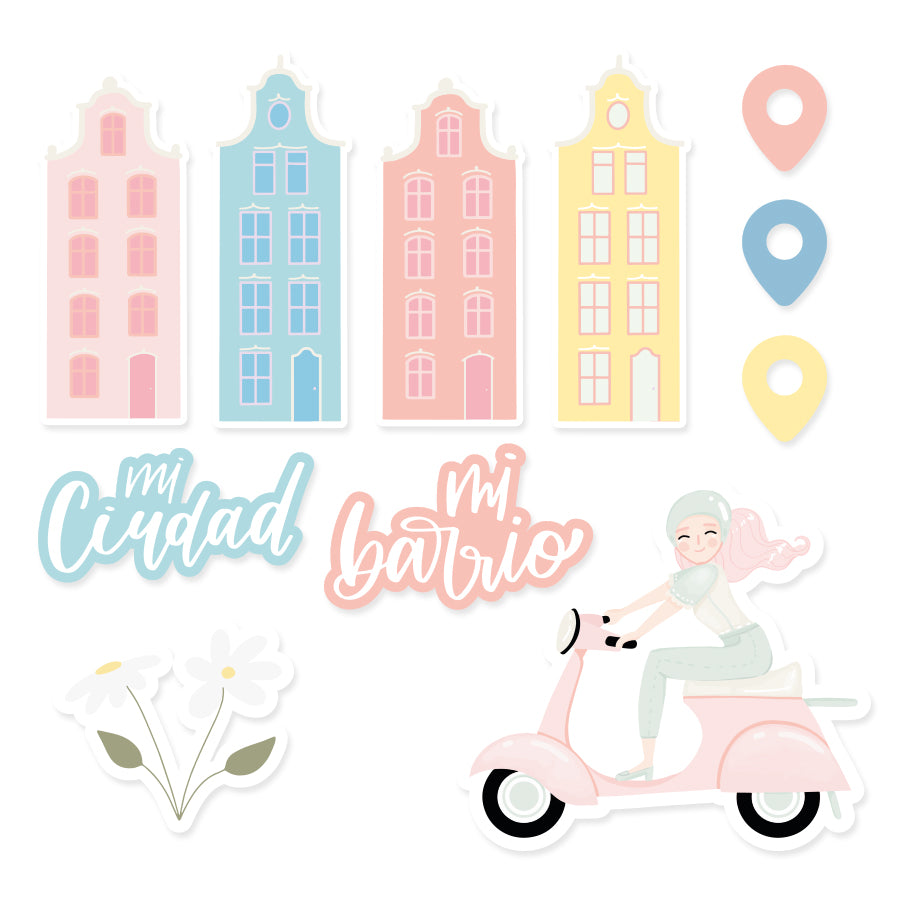 Set de metacrilatos Scrap Your Life Mi Barrio