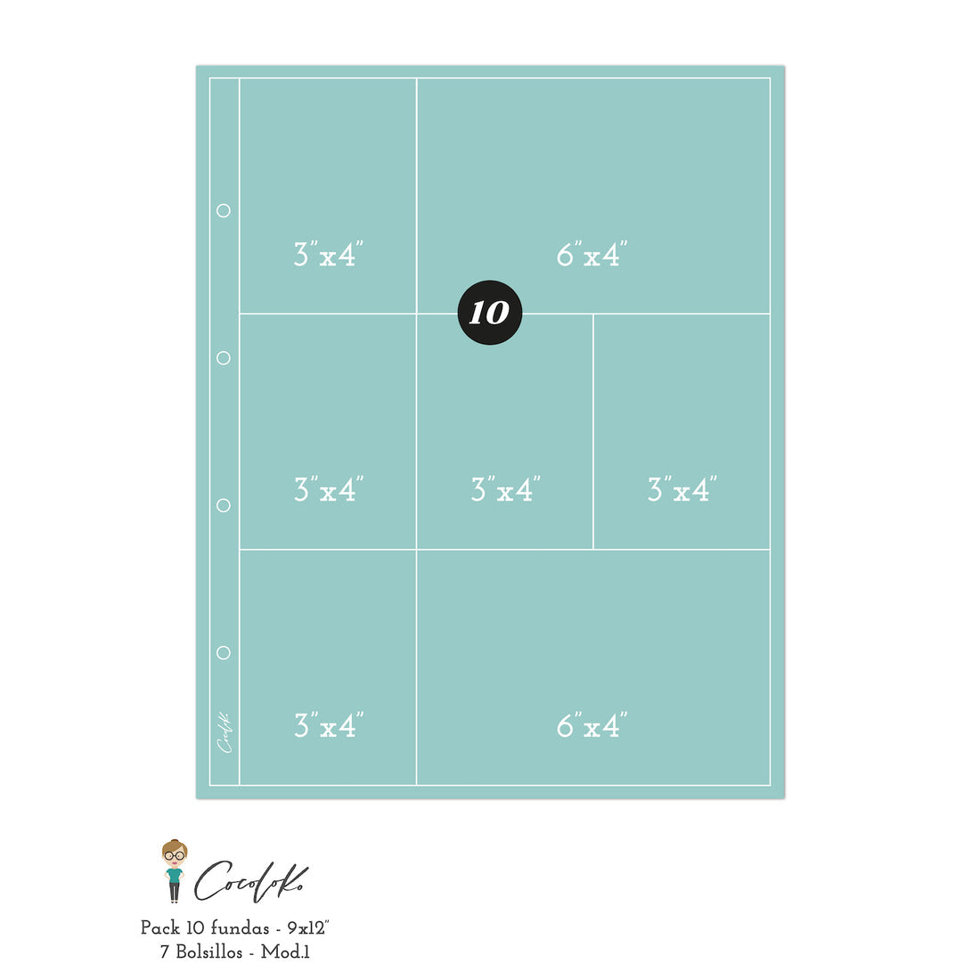 Fundas para Álbumes de 9"x12" con 7 Bolsillos 3X4 Y 6X4 MODELO 1