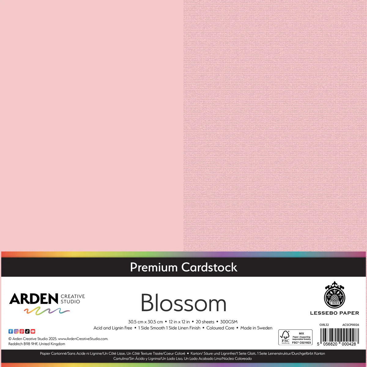 Arden Creative Studio Premium Cardstock Blossom 12in x 12in 300gsm 20 Pack