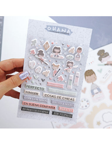 Ohana Creativa puffy stickers | Alúa Cid design
