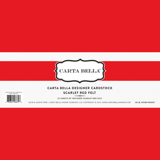 SCARLET RED FELT CARDSTOCK CARTA BELLA
