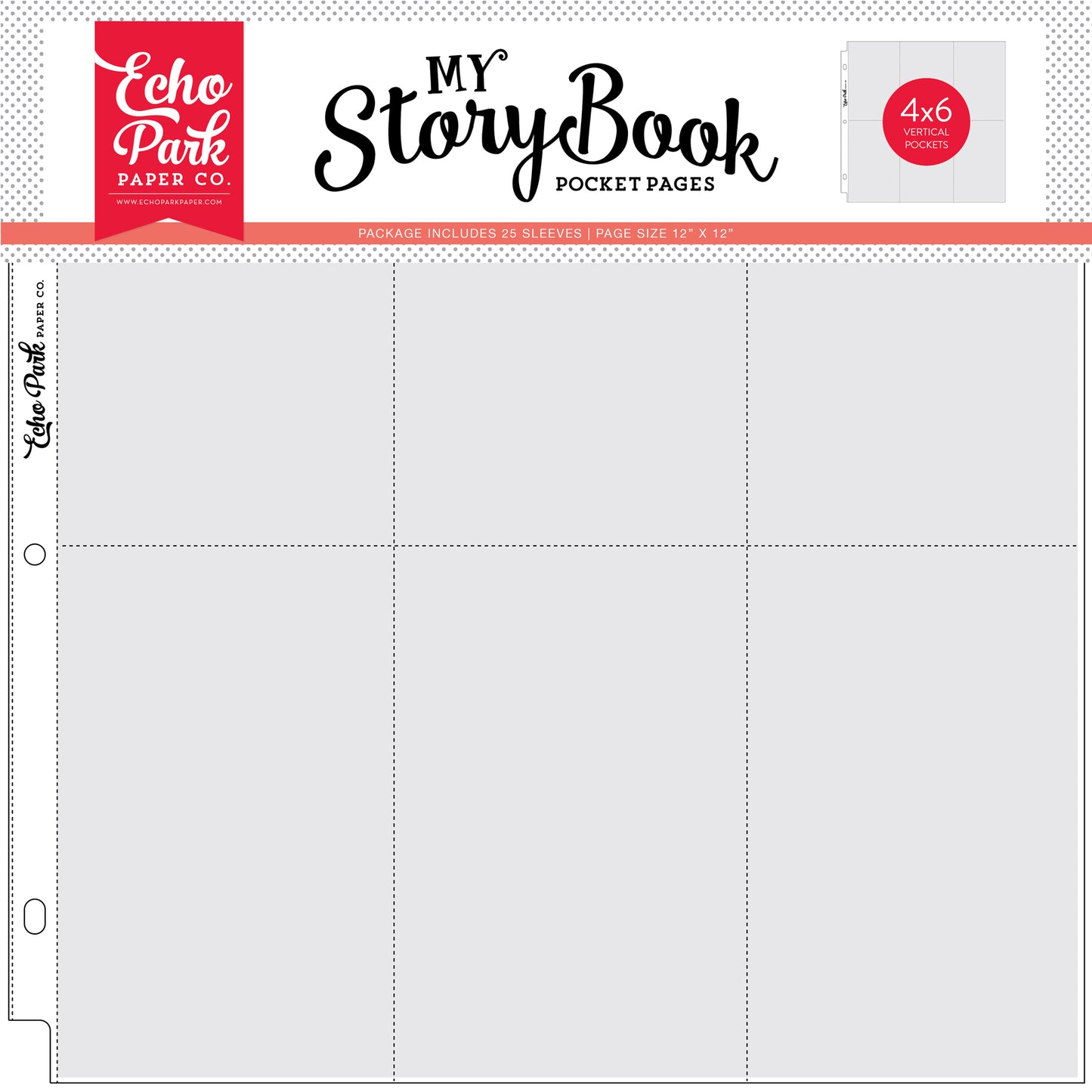 My Storybook 12X12 Pocket Page -4X6 Vertical Pockets 25 Sheet Pack