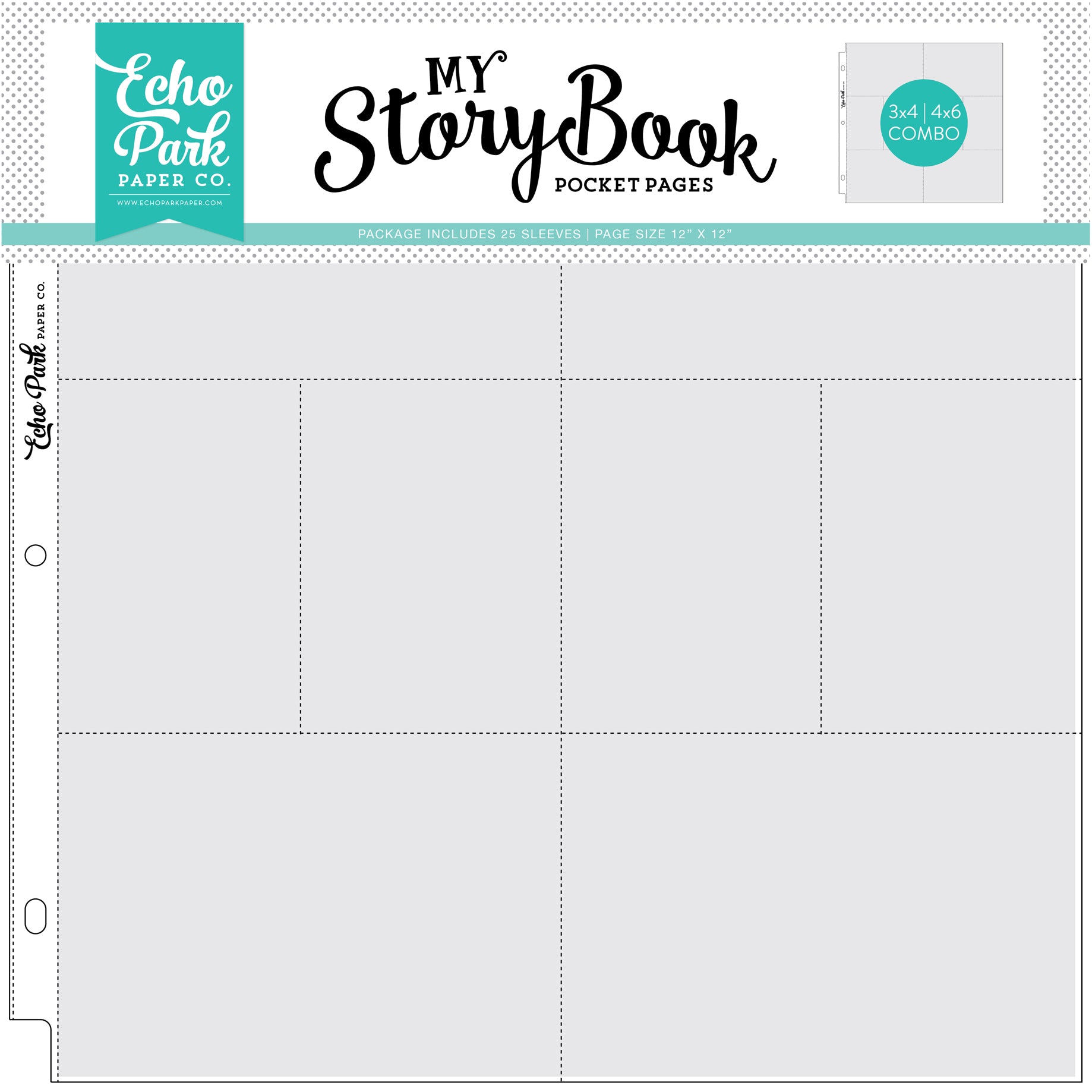 My Storybook 12X12 Pocket Page -4X6/3X4 Pockets 25 Sheet Pack