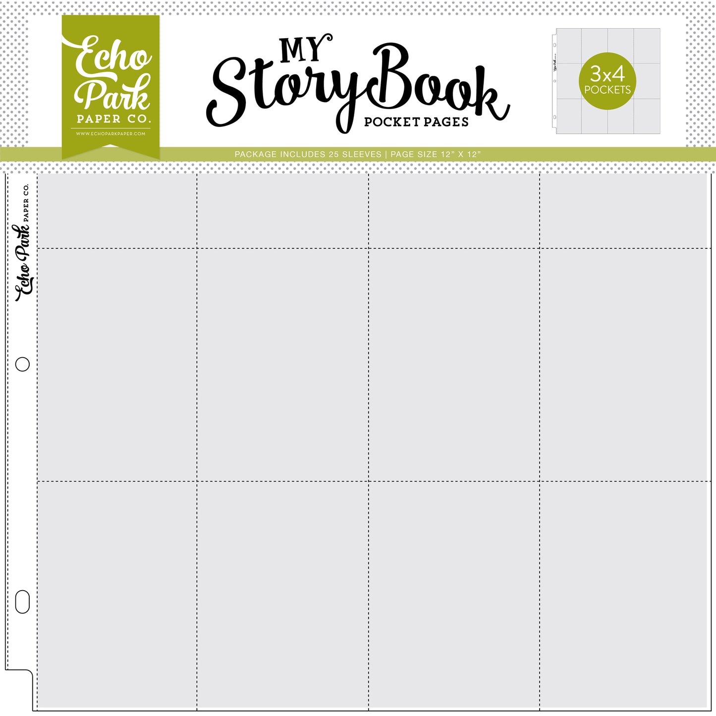 My Storybook 12X12 Pocket Page -3X4 Pockets 25 Sheet Pack