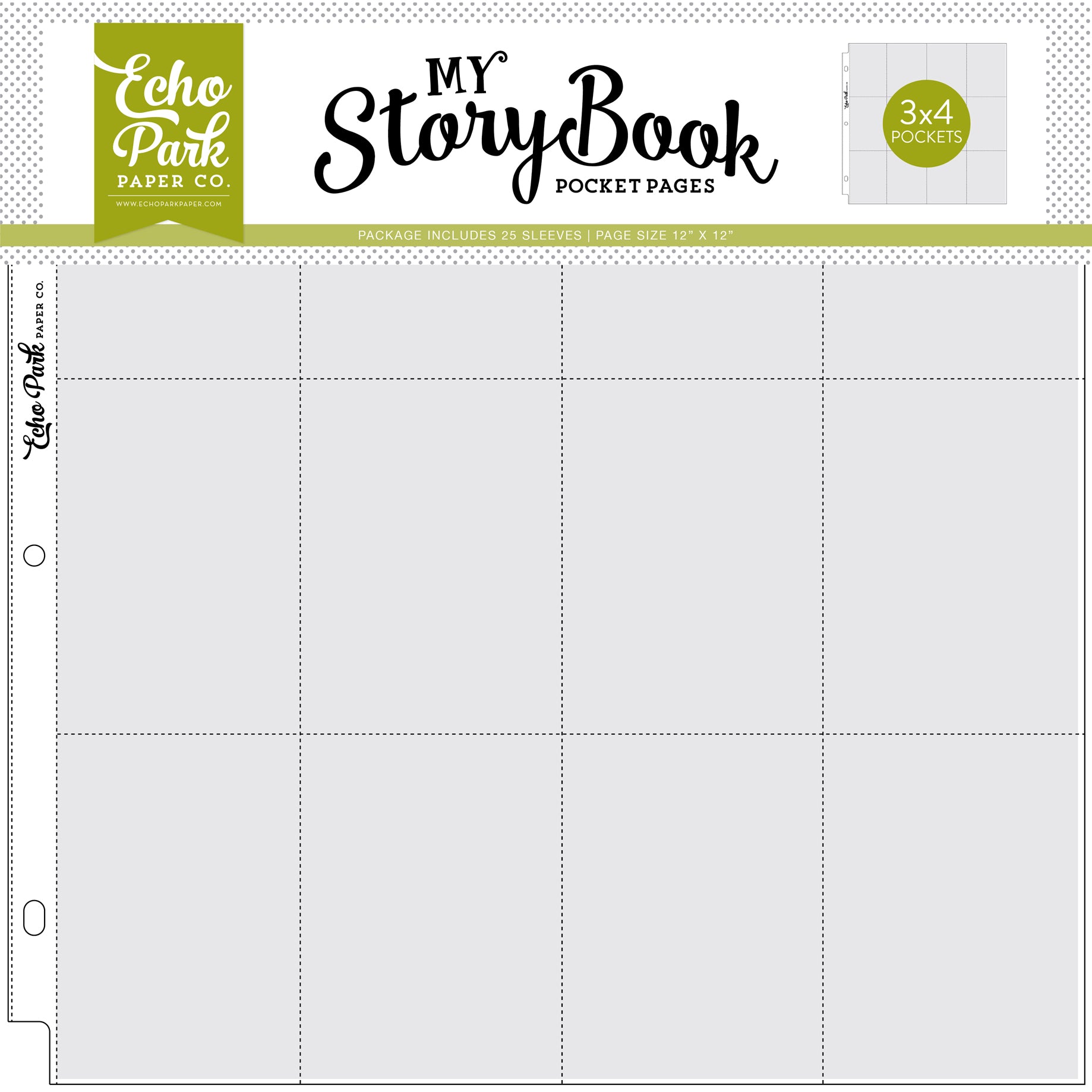 My Storybook 12X12 Pocket Page -3X4 Pockets 25 Sheet Pack
