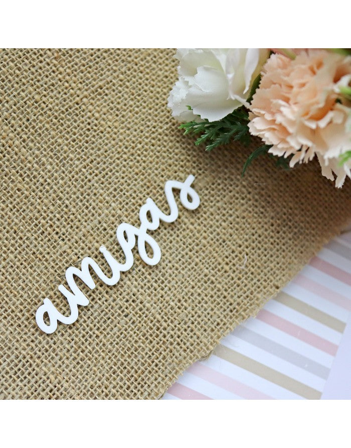 Adorno metacrilato blanco Amigas