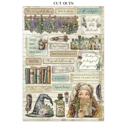 Stamperia Junk Journal Stickers, Cut-outs And Backgrounds - Herbarium Silvae