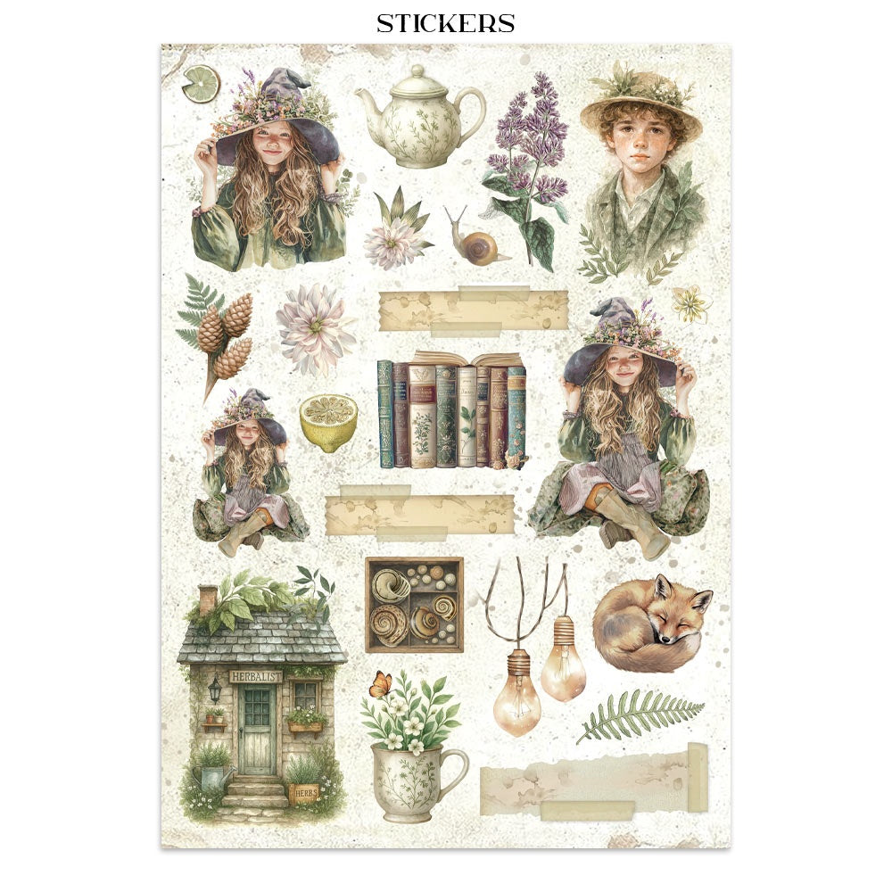 Stamperia Junk Journal Stickers, Cut-outs And Backgrounds - Herbarium Silvae