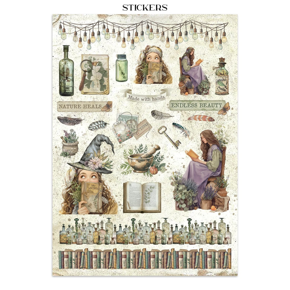Stamperia Junk Journal Stickers, Cut-outs And Backgrounds - Herbarium Silvae