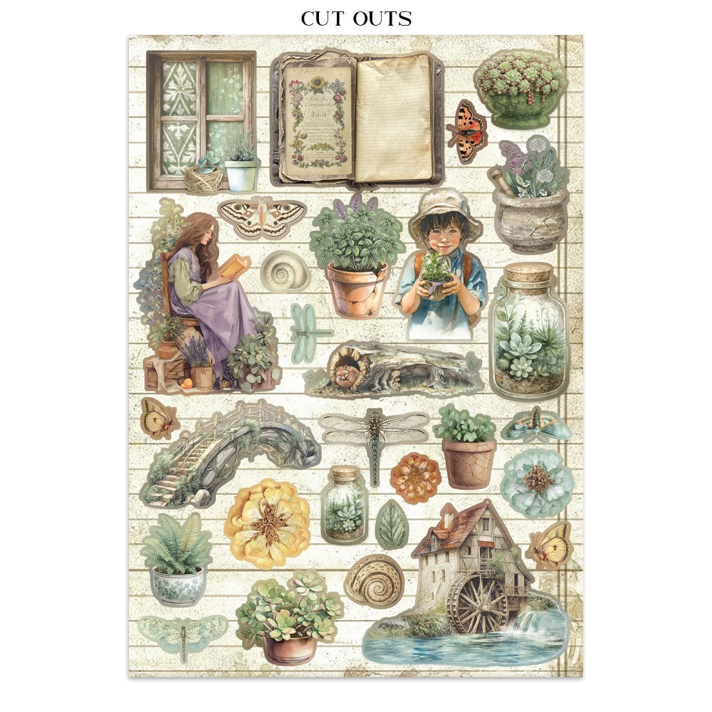 Stamperia Junk Journal Stickers, Cut-outs And Backgrounds - Herbarium Silvae
