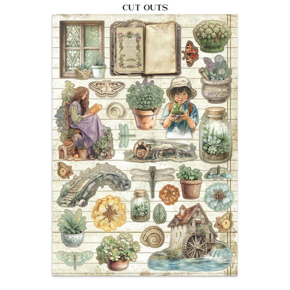 Stamperia Junk Journal Stickers, Cut-outs And Backgrounds - Herbarium Silvae