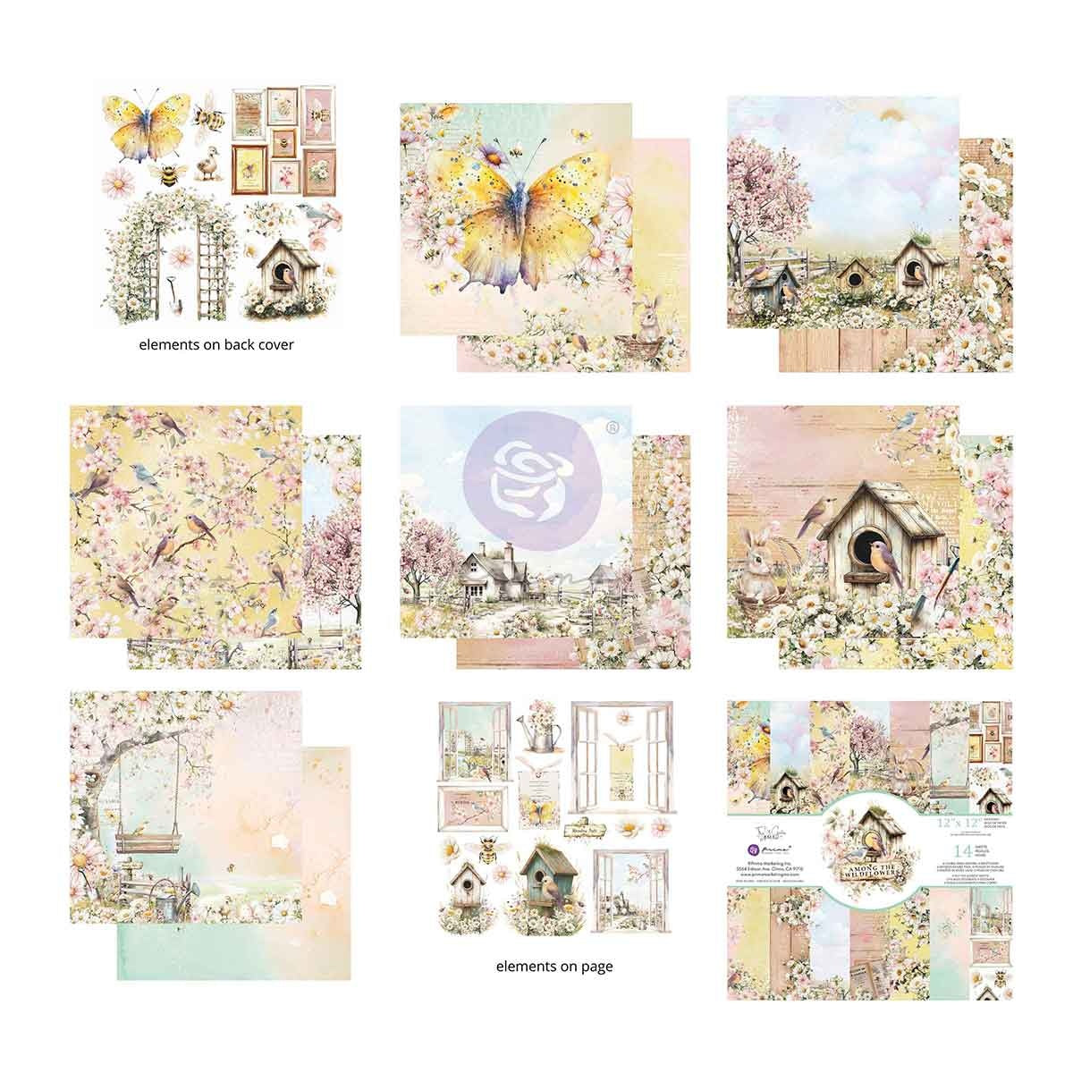 Prima Double-Sided Paper Pad 12"X12" 14/Pkg - Among the Wildflowers