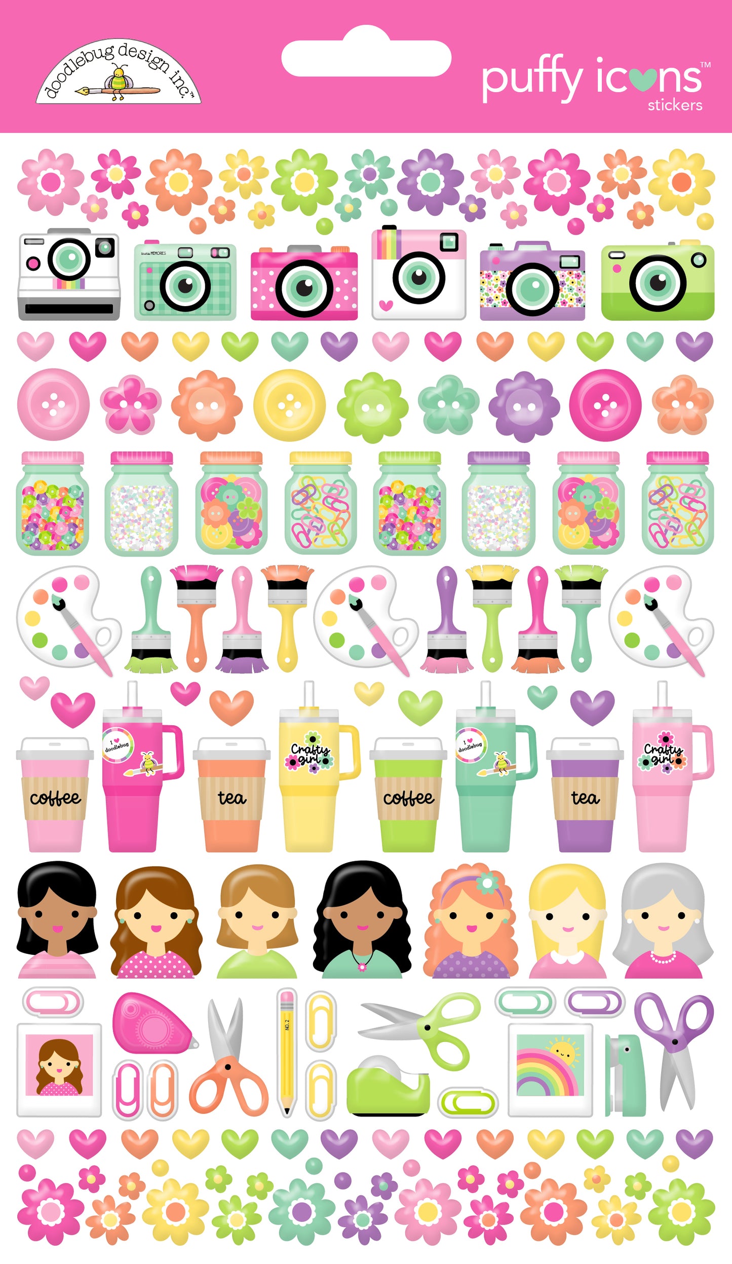 color me crafty puffy icons stickers