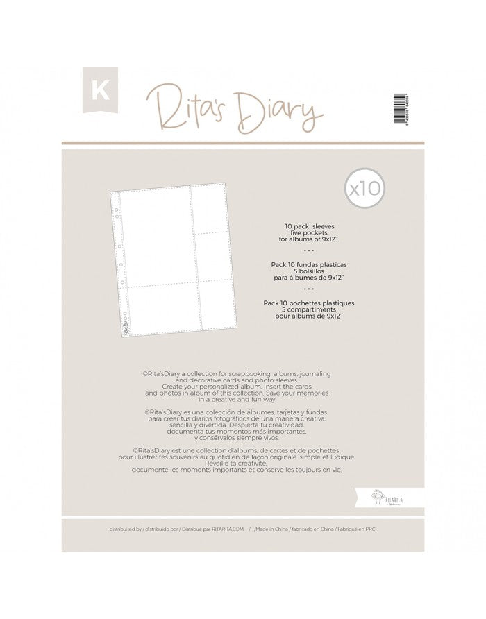 9x12" sleeves for Rita's Diary - Model K