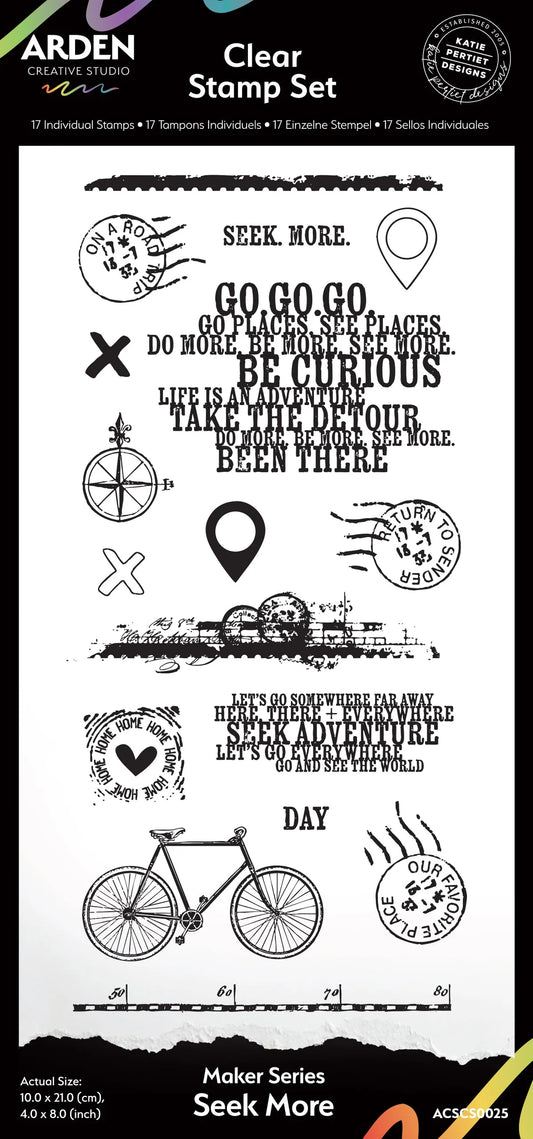 Arden Creative Studio Maker Series Seek More 4in x 8in Clear Stamp Set
