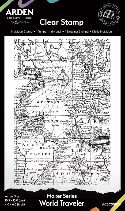 Arden Creative Studio Maker Series World Traveler 4in x 6in Background Stamp