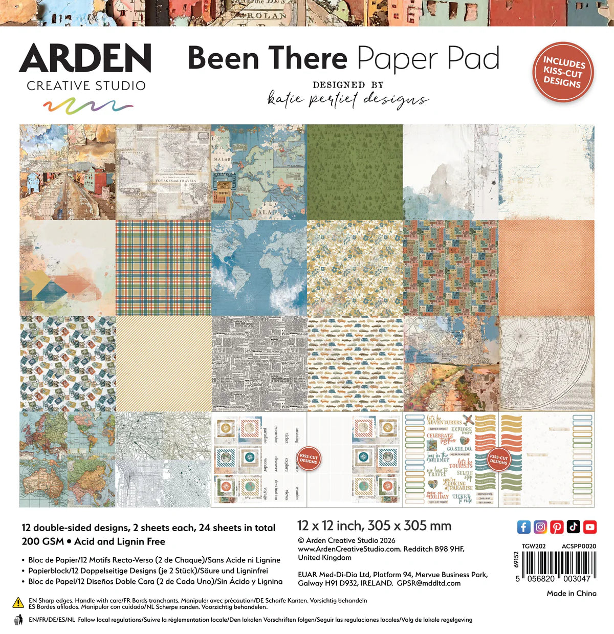 Arden Creative Studio Been There 12in x 12in Paper Pad