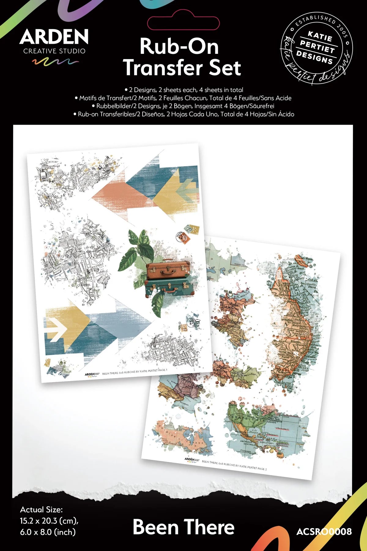 Arden Creative Studio Been There 6in x 8in Rub-On Transfer Set