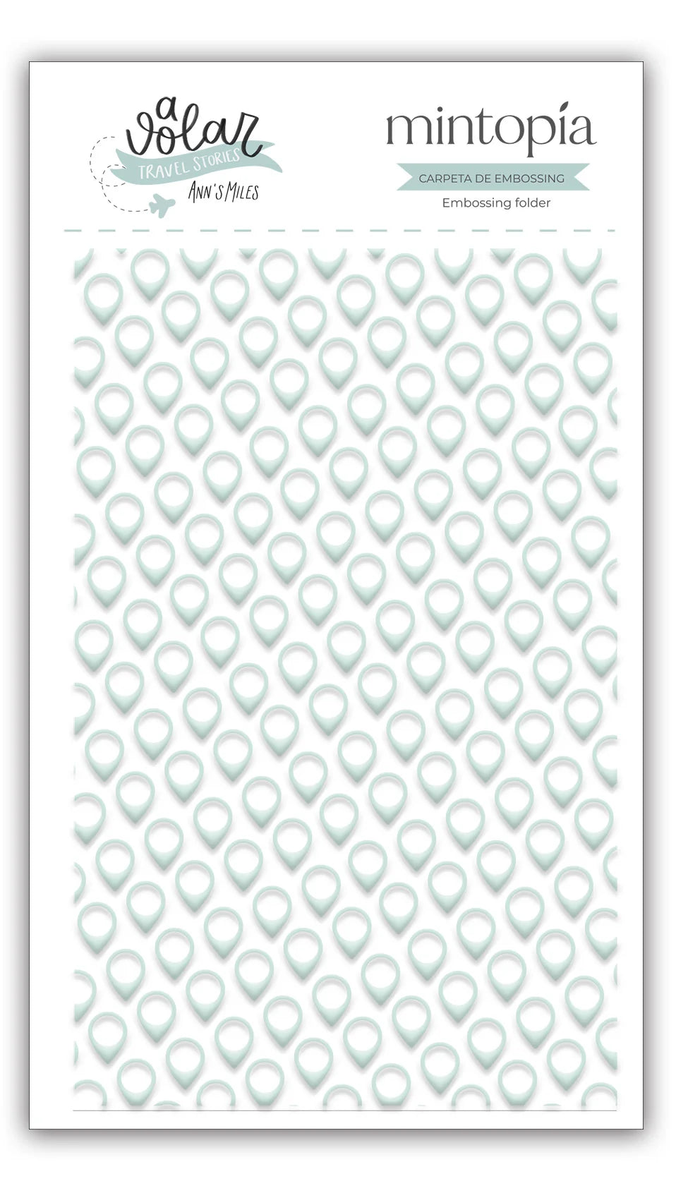 Carpeta de embossing 3"x5" Geotags A volar Travel Stories Mintopía