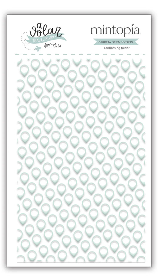 Carpeta de embossing 3"x5" Geotags A volar Travel Stories Mintopía
