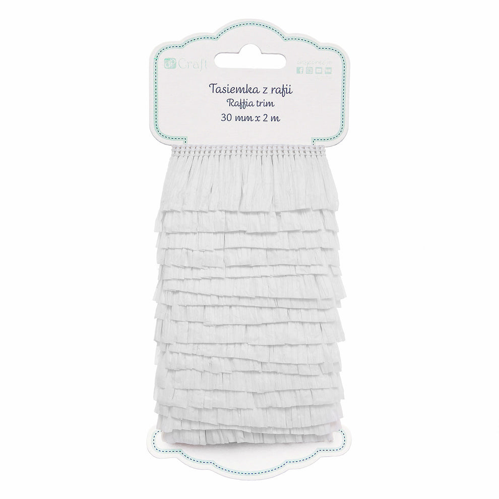 Cinta decorativa de raffia natural de 30 mm x 2 metros White