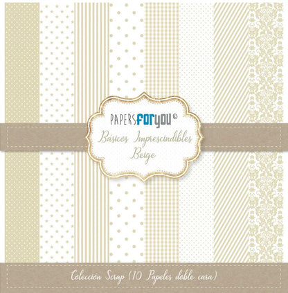 Colección 10 papeles doble cara 12"x12" PFY Básicos imprescindibles Beige