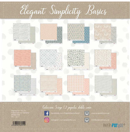 Colección 12 papeles doble cara 12"x12" PFY Elegant Simplicity