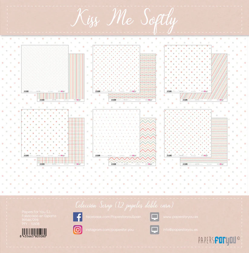 Colección 12 papeles doble cara 12"x12" PFY Kiss Me Softly