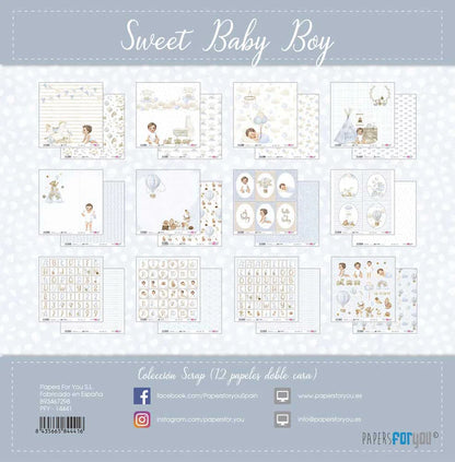 Colección 12 papeles doble cara 12"x12" PFY Sweet Baby Boy