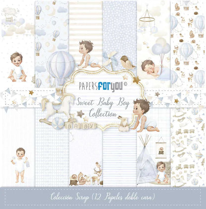 Colección 12 papeles doble cara 12"x12" PFY Sweet Baby Boy