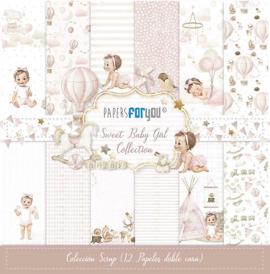 Colección 12 papeles doble cara 12"x12" PFY Sweet Baby Girl
