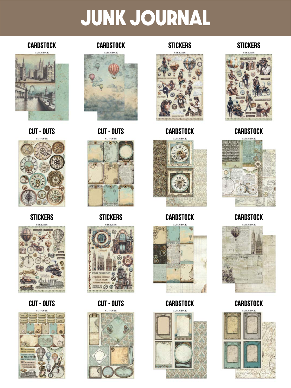 Junk Journal Kit- Voyages Fantastiques