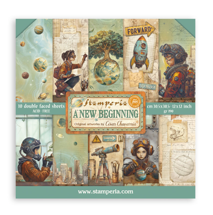Scrapbooking Pad 22 sheets cm 30,5x30,5 (12"x12") Single face - A new Beginning