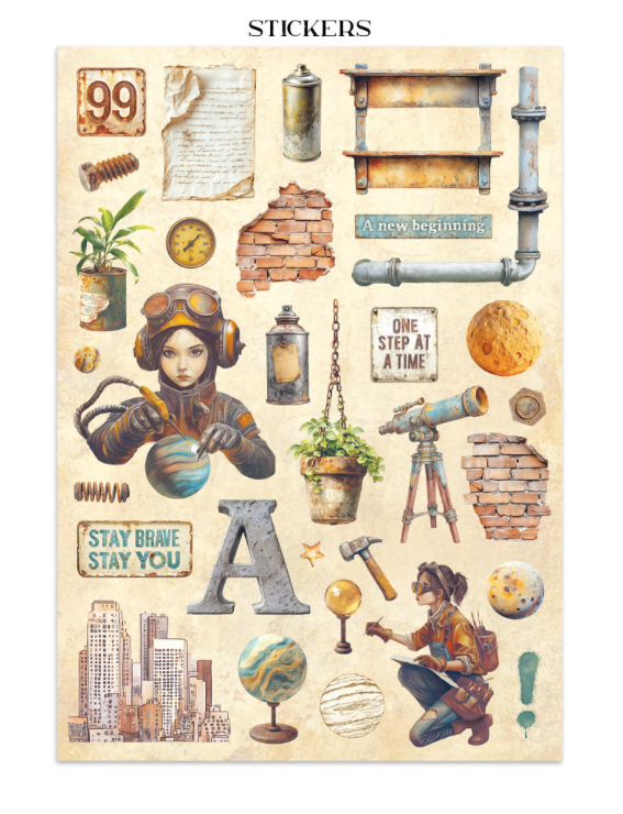 Junk journal stickers, cut-outs, backgrounds - A new Beginning