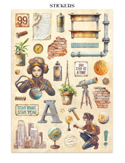 Junk journal stickers, cut-outs, backgrounds - A new Beginning