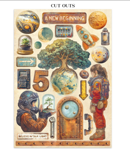 Junk journal stickers, cut-outs, backgrounds - A new Beginning