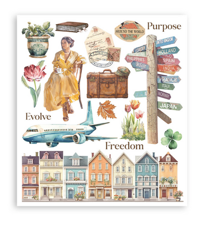 Rub on selection cm 20,5x23 6 pages - Art of Travelling