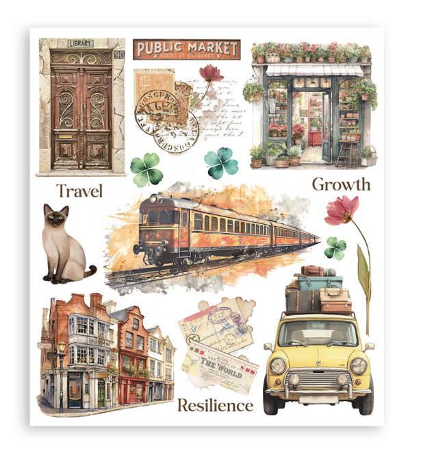 Rub on selection cm 20,5x23 6 pages - Art of Travelling
