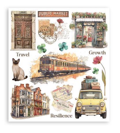 Rub on selection cm 20,5x23 6 pages - Art of Travelling