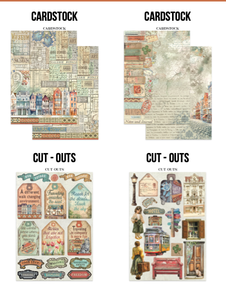Junk journal stickers, cut-outs, backgrounds - Art of Travelling